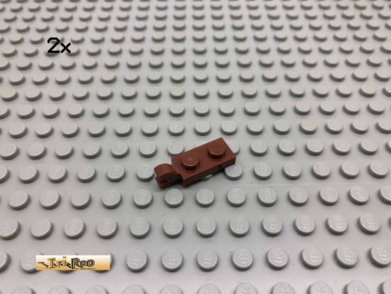 LEGO 2Stk 1x2 Platte mit Clip senkrecht Brick Rotbraun,Reddish Brown 63868 85