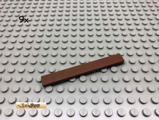 LEGO 9Stk 1x8 Fliese flach Brick Rotbraun, Reddish Brown 4162 81