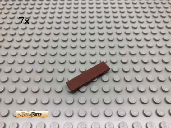 LEGO 7Stk 1x4 Fliese flach Brick Rotbraun, Reddish Brown 2431 80