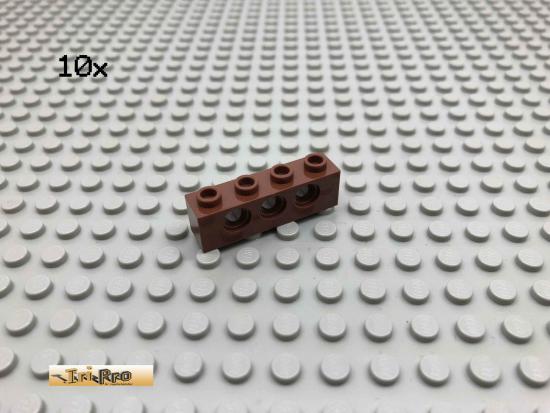 LEGO 10Stk Technic 1x4 Loch Stein Brick Rotbraun, Reddish Brown 3701 78