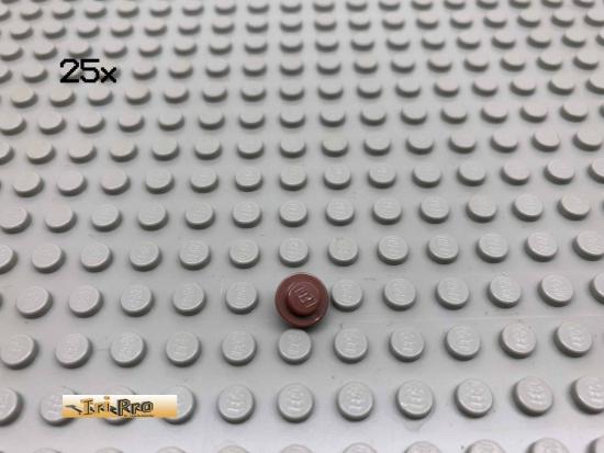 LEGO 25Stk 1x1 Platte rund flach Brick Rotbraun, Reddish Brown 6141 63