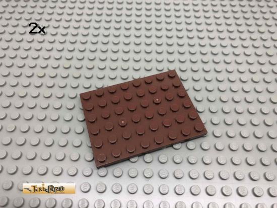 LEGO 2Stk 6x8 Platte Bauplatte Brick Rotbraun, Reddish Brown 3036 49