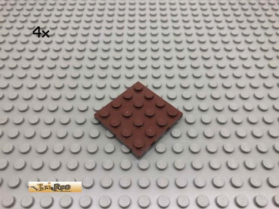 LEGO 4Stk 4x4 Platte Bauplatte Brick Rotbraun, Reddish Brown 3031 45