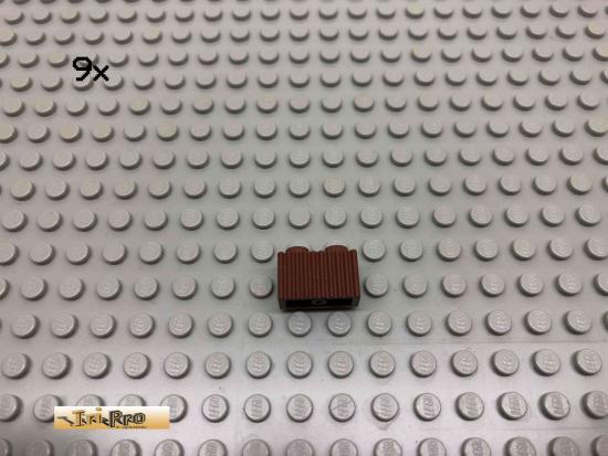 LEGO 9Stk 1x2 Basic Brick geriffelt Rotbraun, Reddish Brown 2877 181