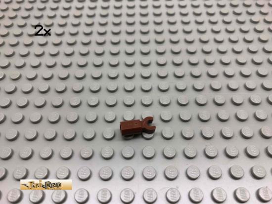 LEGO 2Stk Stange mit Clip Brick Rotbraun, Reddish Brown 11090 170