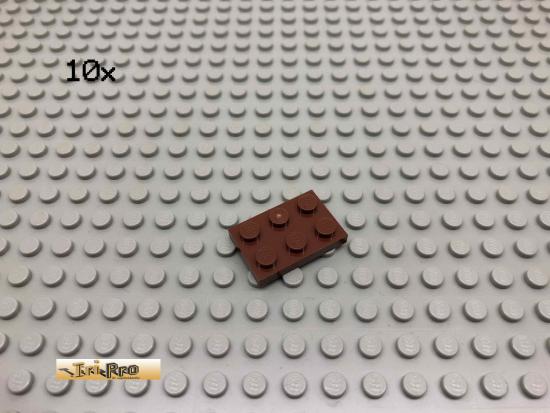 LEGO 10Stk 2x3 Platte flach Brick Rotbraun, Reddish Brown 3021 124