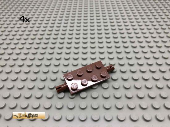 LEGO 4Stk 2x4 flache Achsen mit Pins Brick Rotbraun, Reddish Brown 30157 105