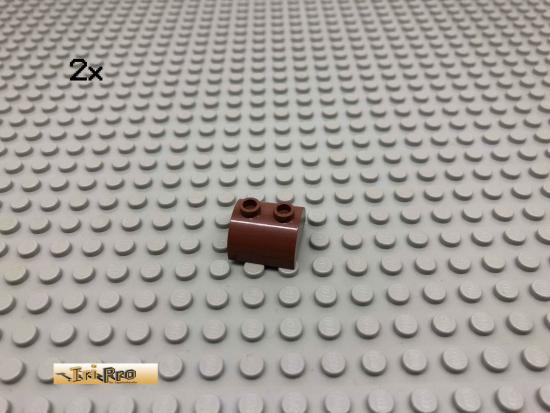 LEGO 2Stk 2x2x1 Halbrundsteine Brick Rotbraun, Reddish Brown 30165 199