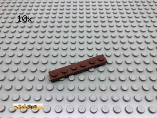 LEGO 10Stk 1x6 Platte Brick Rotbraun, Reddish Brown 3666 75