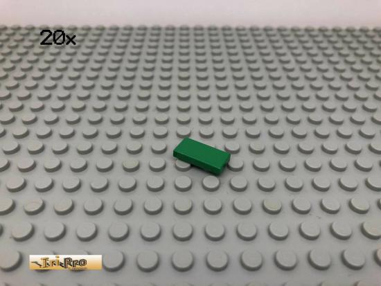 LEGO 10Stk 1x2 Fliese Platte Plate Grn, Green 3069 107