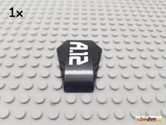 LEGO 1Stk Keilstein / Flgel 4x4 schwarz beklebt 47753