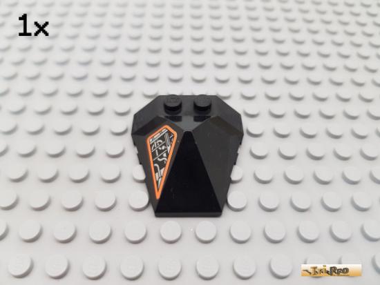 LEGO 1Stk Keilstein / Flgel 4x4 schwarz beklebt 47757