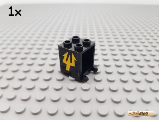 LEGO 1Stk Postkasten / Box / Container 2x2x2 schwarz beklebt 4345pb01