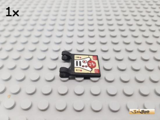 LEGO 1Stk Fahne / Flagge 2 Clips schwarz beklebt 2335