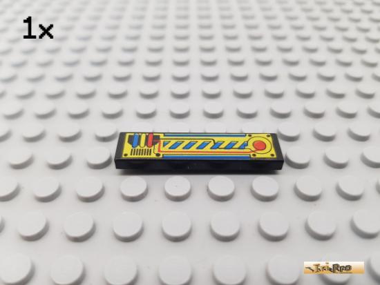 LEGO 1Stk Fliese / Kachel 1x4 schwarz bedruckt 2431