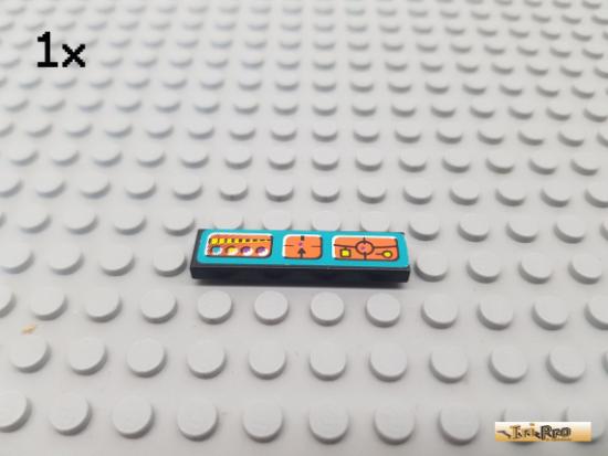 LEGO 1Stk Fliese / Kachel 1x4 schwarz beklebt 2431pb32