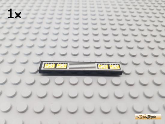 LEGO 1Stk Fliese / Kachel 1x6 schwarz beklebt 6636