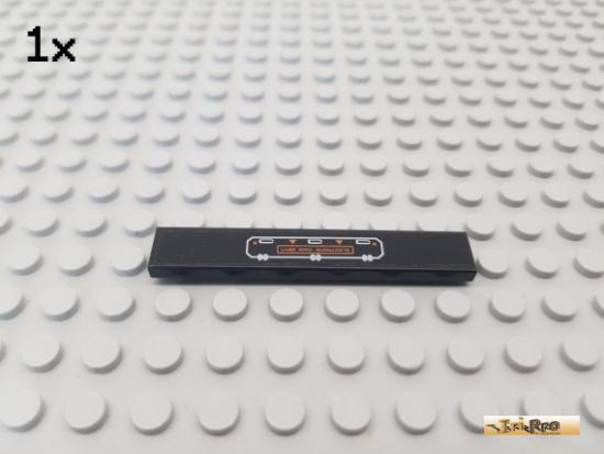 LEGO 1Stk Fliese / Kachel 1x6 schwarz beklebt 6636