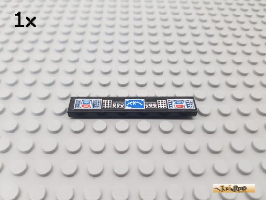 LEGO 1Stk Fliese / Kachel 1x4 schwarz beklebt 6636