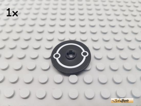 LEGO 1Stk Disc / Scheibe 3x3 schwarz bedruckt 2958