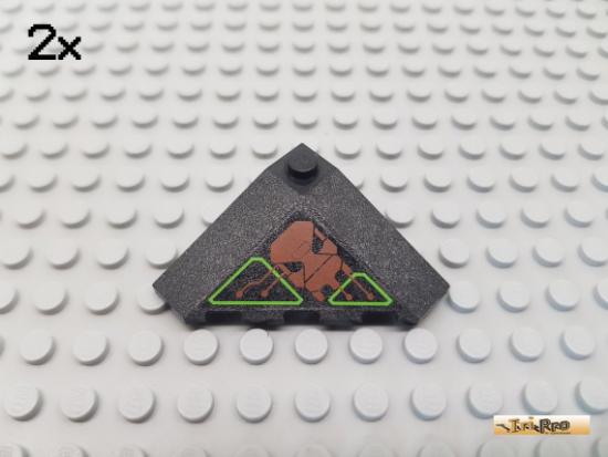 LEGO 2Stk Dachstein / Ecke 4x4 schwarz beklebt 43708pb03