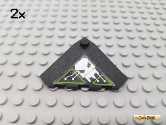 LEGO 2Stk Dachstein / Ecke 4x4 schwarz beklebt 43708pb03L