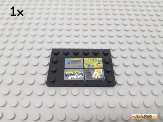 LEGO 1Stk Fliese / Platte 4x6 schwarz beklebt 6180