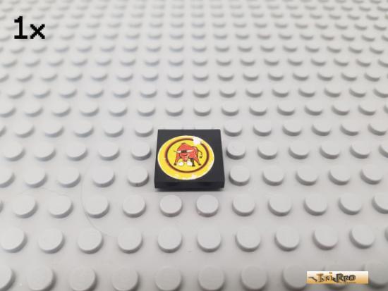 LEGO 1Stk Fliese / Kachel 2x2 schwarz beklebt 3068