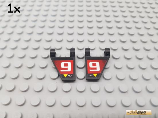 LEGO 1Stk Fahne / Flagge schrg / 2 Clips L+R schwarz beklebt 44676pb001R