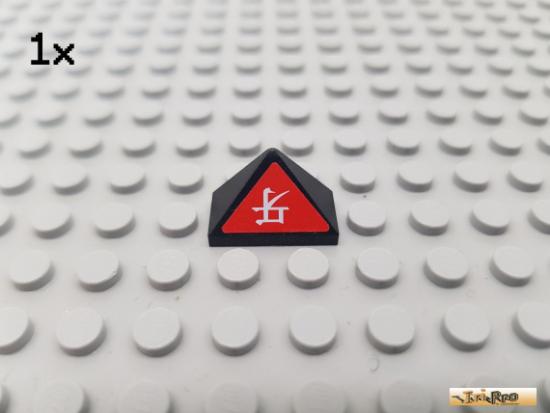 LEGO 1Stk Dachstein / Firststein 1x2 schrg schwarz beklebt 3048