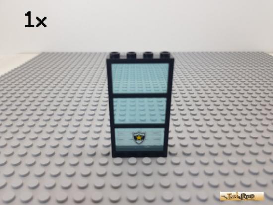 LEGO 1Stk Fenster / Fensterrahmen mit Sprossen 1x4x6 schwarz beklebt 6160pb03