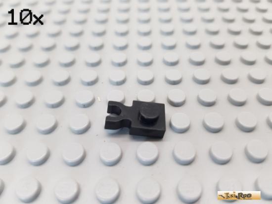 LEGO 10Stk Platte 1x1 mit Clip vertikal schwarz 4085