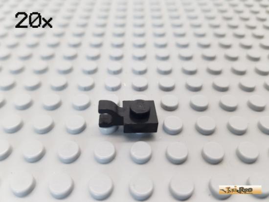 LEGO 20Stk Platte 1x1 mit Clip horizontal schwarz 6019