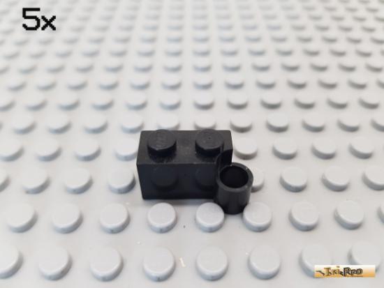 LEGO 5Stk Stein 1x2 / Scharnier mit Pinloch schwarz 3831