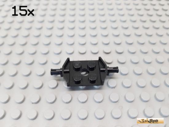 LEGO 15Stk Platte / Achsplatte 2x2 schwarz 6157