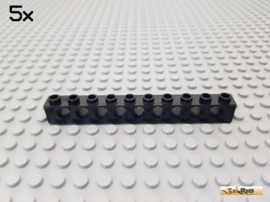 LEGO 5Stk Technic Lochstein / Lochbalken 1x10 schwarz 2730