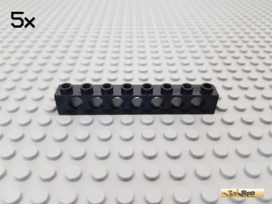 LEGO 5Stk Technic Lochstein / Lochbalken 1x8 schwarz 3702