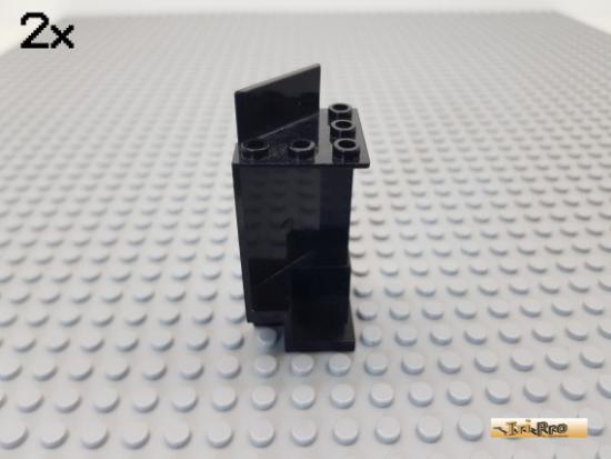 LEGO 2Stk Burgelement / Paneel / Ecke 3x3x6 schwarz 2345