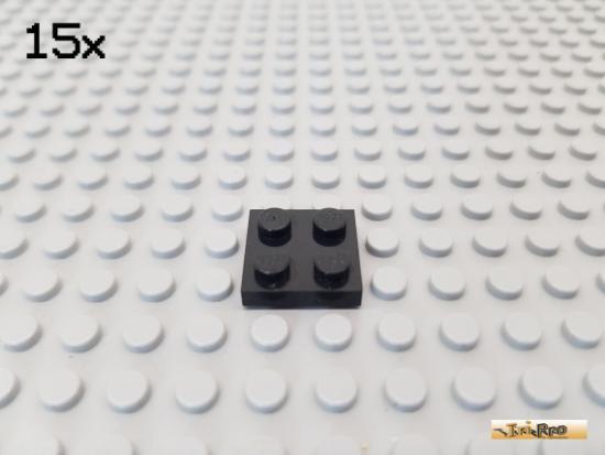 LEGO 15Stk Platte Basic 2x2 schwarz 3022