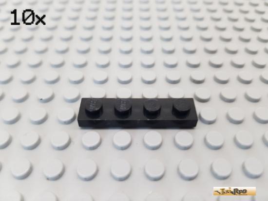 LEGO 10Stk Platte Basic 1x4 schwarz 3710