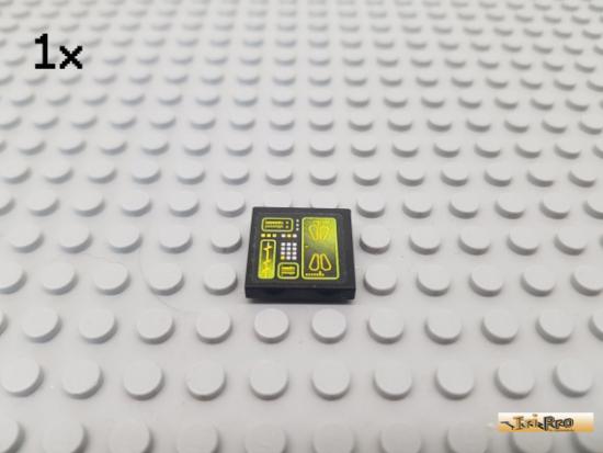 LEGO 1Stk Fliese / Kachel 2x2 schwarz beklebt 3068