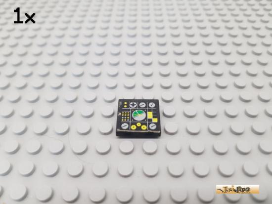 LEGO 1Stk Fliese / Kachel 2x2 schwarz beklebt 3068