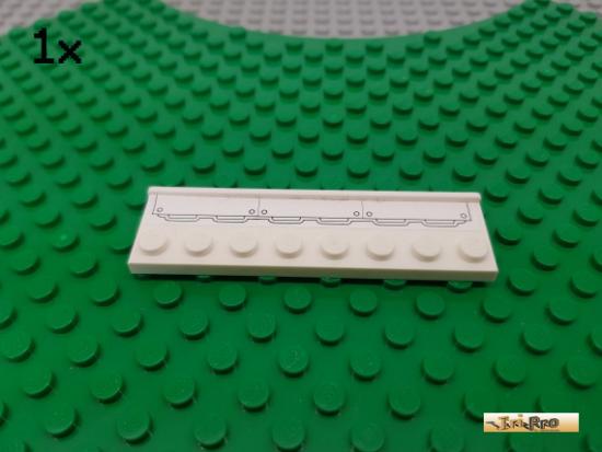 LEGO 1Stk Platte mit Nut / Fhrung 2x8 wei beklebt 30586