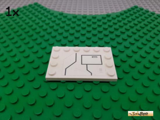 LEGO 1Stk Platte / Fliese 4x6 wei beklebt 6180