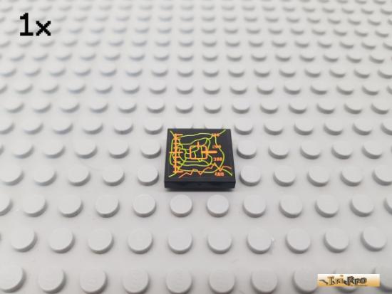 LEGO 1Stk Fliese / Kachel 2x2 schwarz beklebt 3068bpb0423