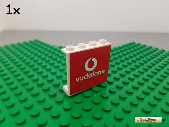 LEGO 1Stk Paneel / Wand 1x4x3 wei beklebt 4215 / Vodafone