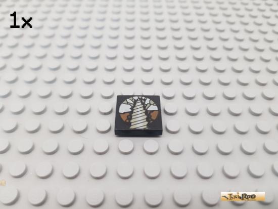 LEGO 1Stk Fliese / Kachel 2x2 schwarz bedruckt 3068