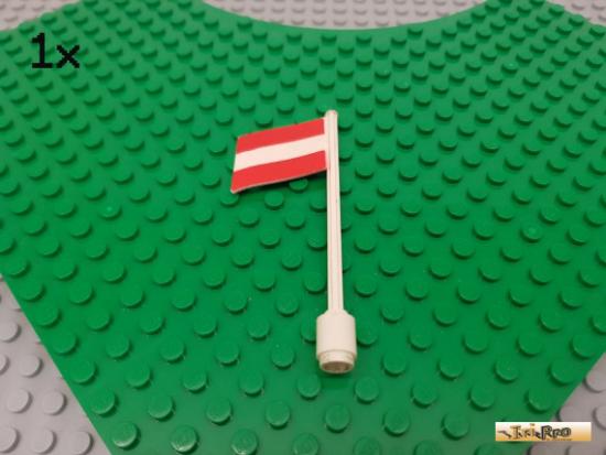 LEGO 1Stk Fahne / Flagge mit Mast 7 hoch wei bedruckt 3596