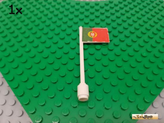 LEGO 1Stk Fahne / Flagge mit Mast 7 hoch wei beklebt 3596