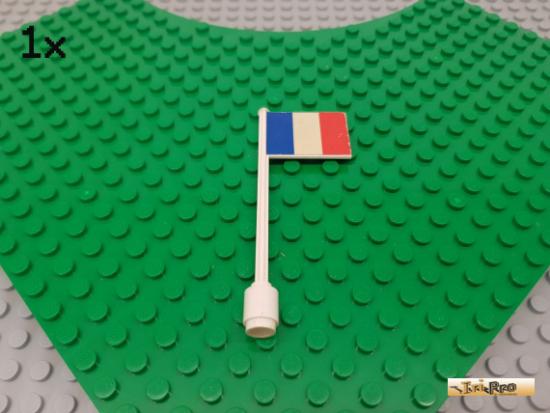 LEGO 1Stk Fahne / Flagge mit Mast 7 hoch wei beklebt 3596